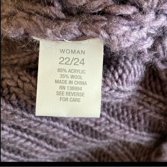 Roz & Ali Purple Crochet Wool Cocoon Cardigan Sweater Plus Size 22/24 - Picture 7 of 8